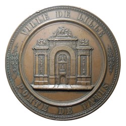 Médaille de la ville de Lille - Porte de Paris, fête bisséculaire (1867)