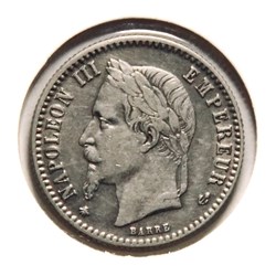 50 Centimes - 1867𝐀 Napoléon III  tête laurée