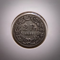 2 Francs 1911 B Helvetia debout