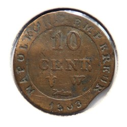 Faux 10 cent. à l'N couronnée 1808 𝐖