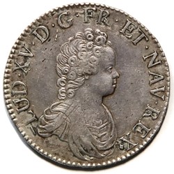 Louis XV 1716W Écu Vertugadin