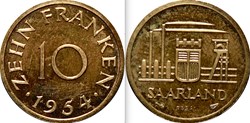 Sarre - 10 Franken 1954 (Essai)