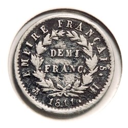 Demi Franc. Napoléon Empereur, revers Empire Français - 1811 𝐇