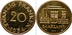 Sarre - 20 Franken 1954 (Essai)