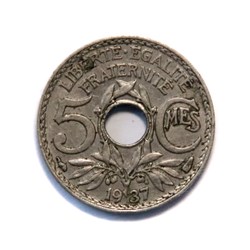 5 centimes Lindauer 1937, petit module