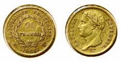 20 Fr. République Française 1808 W - Napoléon Tête laurée.