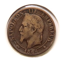 Cinq Centimes - 1864 𝐁𝐁 Napoléon Ⅲ tête laurée
