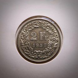 2 Francs 1957 B Helvetia debout