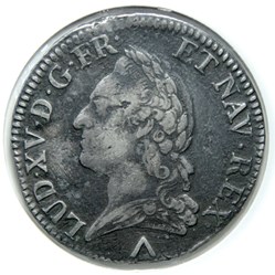 Louis XV 1773W Écu aux branches d'olivier, lauré