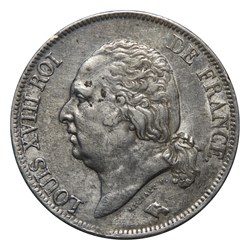 Louis XVIII - 5 Francs, 1822𝐖