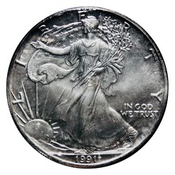 1 Dollar - Silver Eagle, 1991 (San Francisco ou West Point)