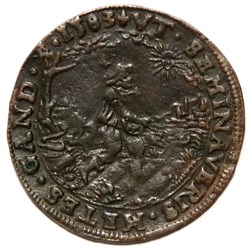 Pays-Bas méridionaux. 1583 Gand, Cuivre. Attaque d'Anvers par le Duc d'Anjou.