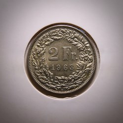 2 Francs 1963 B Helvetia debout