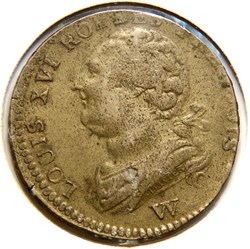 Louis XVI, 1792 𝐖 - 12 Deniers au faisceau.