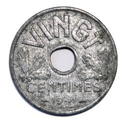 Vingt centimes Etat Français, 1941 type VINGT