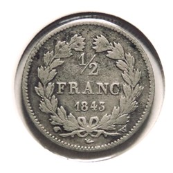 Louis Philipe 1er - 1/2 Franc, 1843𝐖