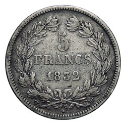 Louis-Philippe Ier - 5 Fr, 1832𝐖 (2ème type)