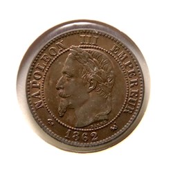 Deux Centimes - 1862 𝐊 Napoléon Ⅲ tête laurée