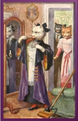 Arthur Thiele - Chats - Série 1230 T.S.N. - L'essayage du manteau de Madame (non signée)