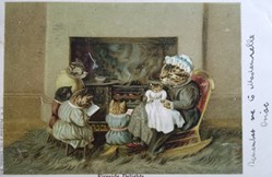 Chats - British family - Fireside delights - Soirée au coin du feu de cheminée