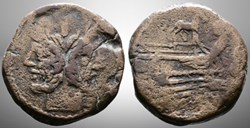 République Romaine - Anonyme - AE As - Janus / Proue - âne