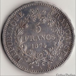5 FRANCS HERCULE 1874 A
