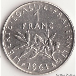 1 FRANC SEMEUSE 1961