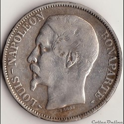 5 francs Louis-Napoléon Bonaparte tête nue  1852 A