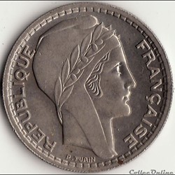 10 Francs TURIN 1947 B, GROSSE TÊTE, RAMEAUX COURTS