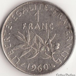 1 FRANC SEMEUSE 1960 gros "0" (et petite étude perso.)