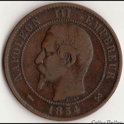 10 centimes Napoléon III tête nue 1854 B