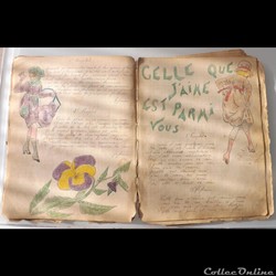 cahier de chanson illustré de poilu  guerre de 14 / 18 Besançon ( fort  Benoit )
