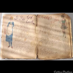 cahier de chanson illustré de poilu  guerre de 14 / 18 Besançon ( fort  Benoit )