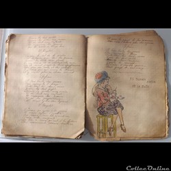 cahier de chanson illustré de poilu  guerre de 14 / 18 Besançon ( fort  Benoit )