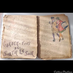 cahier de chanson illustré de poilu  guerre de 14 / 18 Besançon ( fort  Benoit )