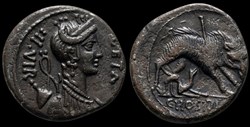 C. Hosidius C.f. Geta Denarius (19 mm, 2.98 g), 64 BC. Rome.