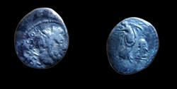 L. Rubrius Dossenus, Quinarius,Rome, 87 BCE, AR, (g 1,79, mm 14, h 9).