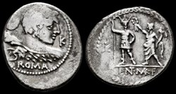 Cornelius. Pub Cornelius Lentulus Marcellinus. Denarius. 100 BC. Auxiliary mint of Rome.
