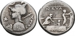 P. Nerva, 113-112 BC. Denarius