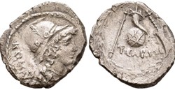 T. Carisius, Denarius. Rome, 46 BC. 3,54 g // 20 mmObv: