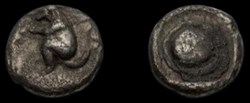 THRACO-MACEDONIAN REGION, Uncertain. 5th century BC. AR Tetartemorion (6mm, 0.25 g).