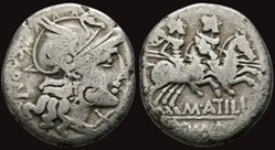 M. Atilius Saranus 148 BC. Rome Denarius AR