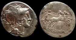 C.Claudius Pulcher AR Denarius Struck at Rome, 110-109 BC