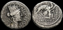 A. Plautius, 55 BCE, AR denarius. Rome, 3.23g, 19mm.