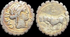 C. Marius C.f. Capito 81 BC. Rome Serratus AR 17mm., 3,63g.