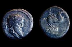 Q. Titius Denarius 90 BCE, AR 18 MM 3.16 g.