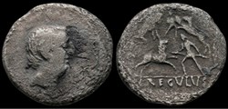 L. Livineius Regulus 42 BC. Moneyer issues of Imperatorial Rome Denarius AR 17 mm, 2,91 g