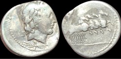 Anonymous Issue 86 B.C. AR denarius (18.31 mm, 3.28 g, 6 h). Rome mint, struck 86 B.C.