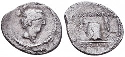 L. Livineius Regulus. Denarius 42, AR 20.5 mm, 3.2 g.