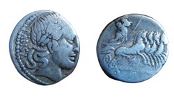 . Vibius C.f. Pansa. 90 B.C.E. AR denarius (16.5 mm, 3.70 g, 6 h). Rome mint.